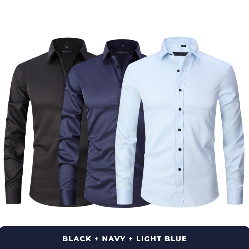 Zarvini 3-Pack Men's Smart Long Sleeve Shirts (Slim Fit)
