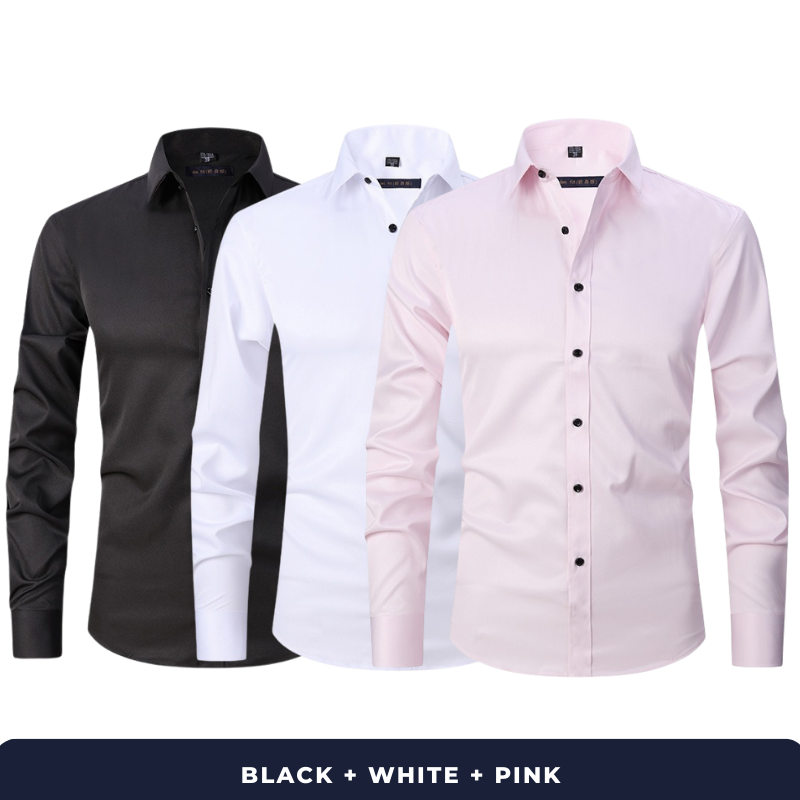 Zarvini 3-Pack Men's Smart Long Sleeve Shirts (Slim Fit)