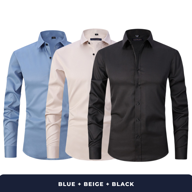 Zarvini 3-Pack Men's Smart Long Sleeve Shirts (Slim Fit)