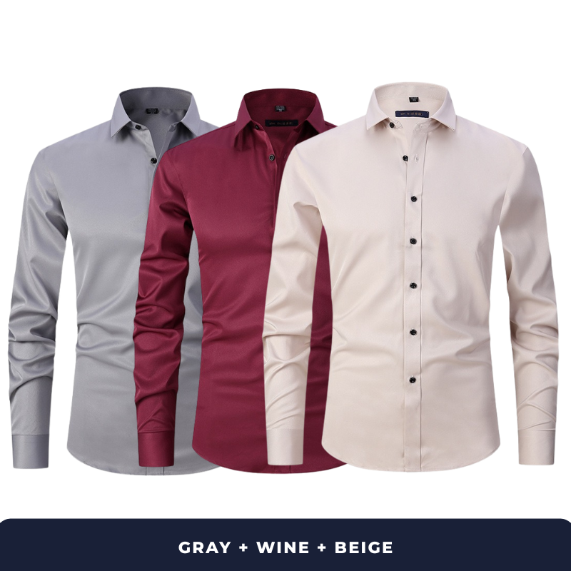 Zarvini 3-Pack Men's Smart Long Sleeve Shirts (Slim Fit)