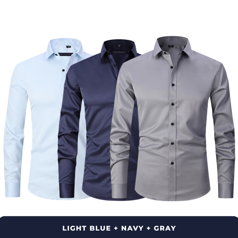 Zarvini 3-Pack Men's Smart Long Sleeve Shirts (Slim Fit)
