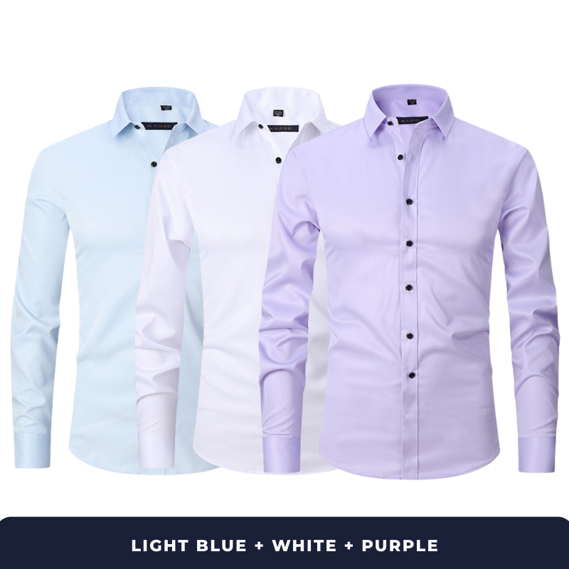 Zarvini 3-Pack Men's Smart Long Sleeve Shirts (Slim Fit)