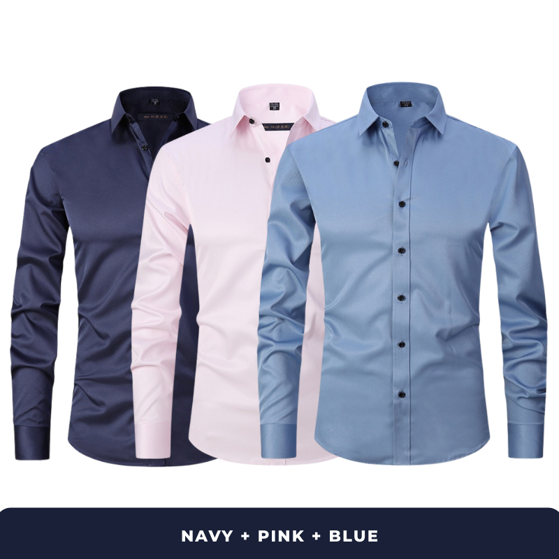 Zarvini 3-Pack Men's Smart Long Sleeve Shirts (Slim Fit)