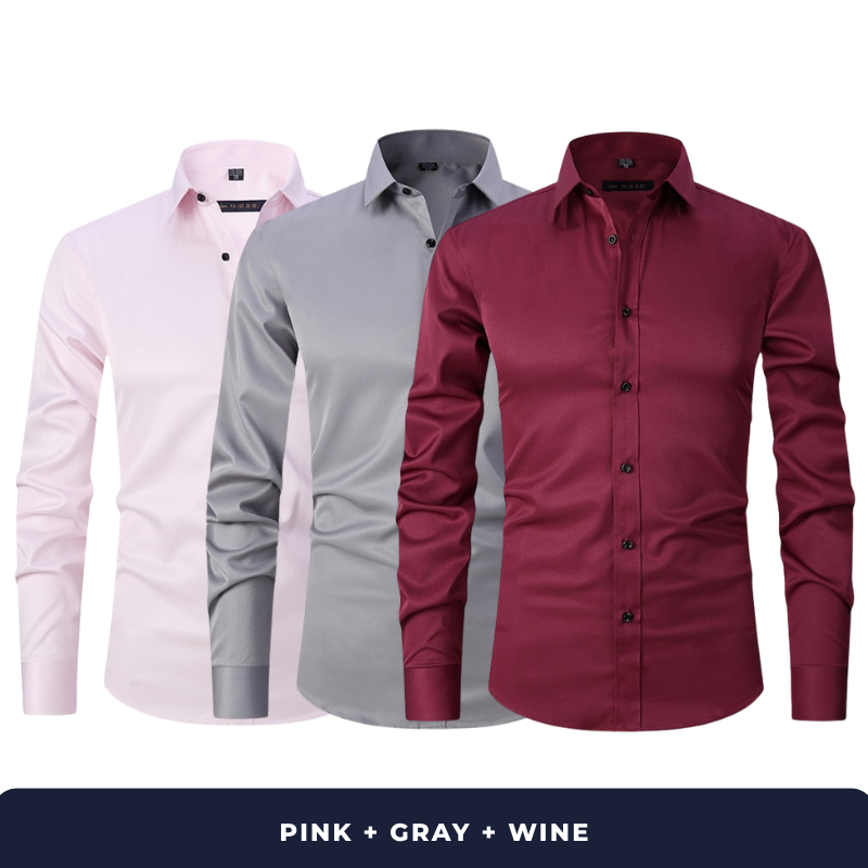 Zarvini 3-Pack Men's Smart Long Sleeve Shirts (Slim Fit)