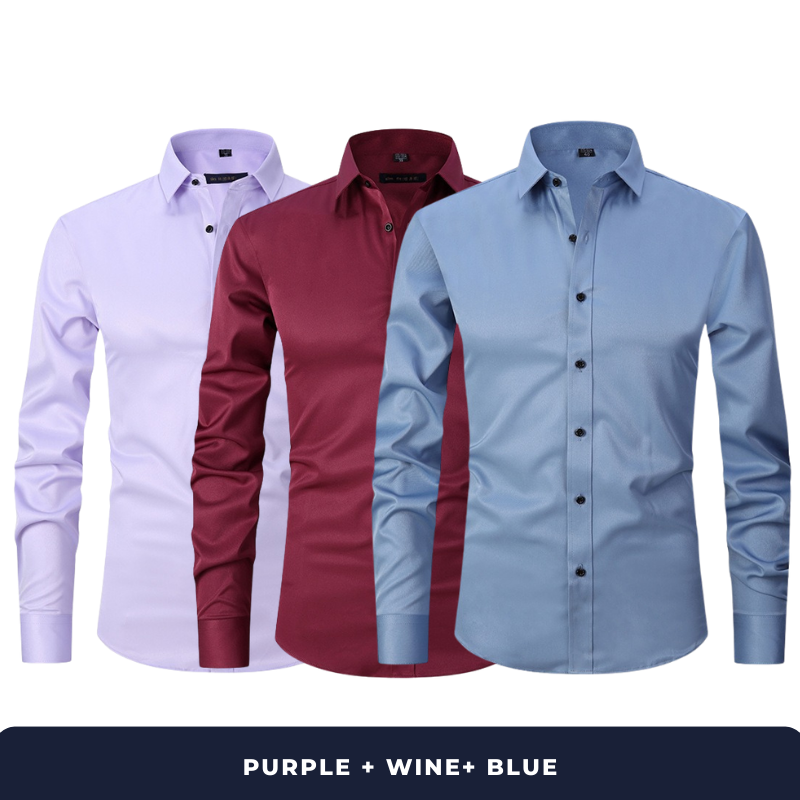 Zarvini 3-Pack Men's Smart Long Sleeve Shirts (Slim Fit)