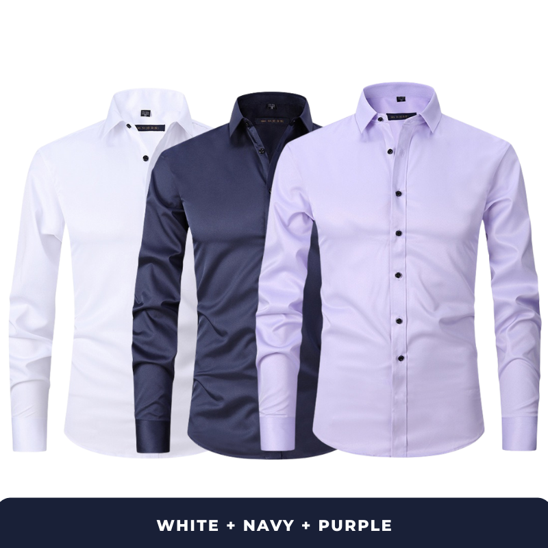 Zarvini 3-Pack Men's Smart Long Sleeve Shirts (Slim Fit)
