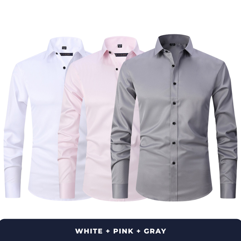Zarvini 3-Pack Men's Smart Long Sleeve Shirts (Slim Fit)