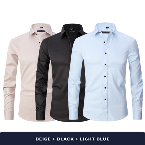 Zarvini 3-Pack Men's Smart Long Sleeve Shirts (Slim Fit)